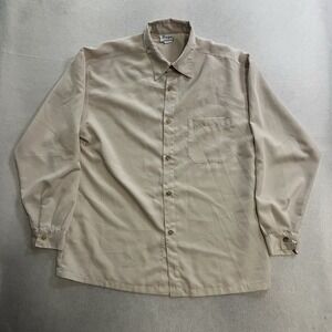 VTG 90s Saga Shirt Men's Large Beige Button Up Collared Long Sleeve Made In USA
